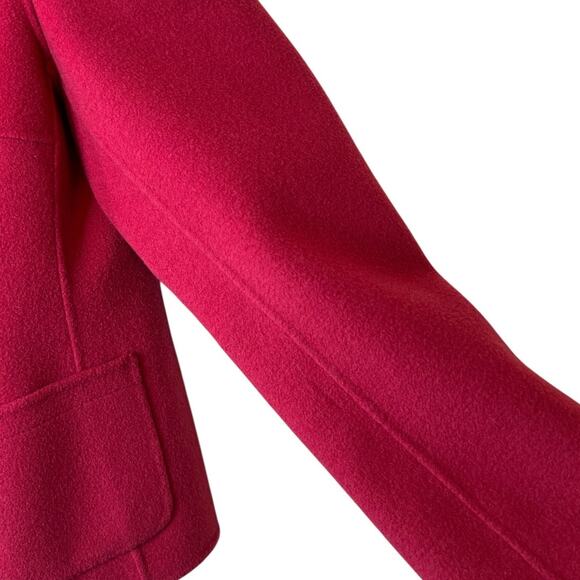TALBOTS 100% Wool Open Faced Jacket in Raspberry Women's Size 4 Petite - Picture 5 of 8